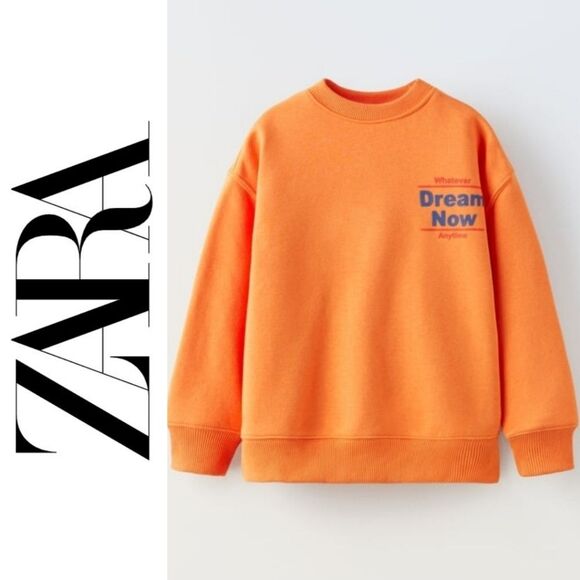 Zara Kids Sweatshirt 11-12 Orange Long Sleeve Top NWT - Picture 1 of 6
